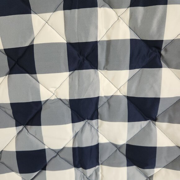 J Crew Down Quilted Plaid Puffer Vest Navy Cream Women Size Small Lined Full Zip - Picture 4 of 9